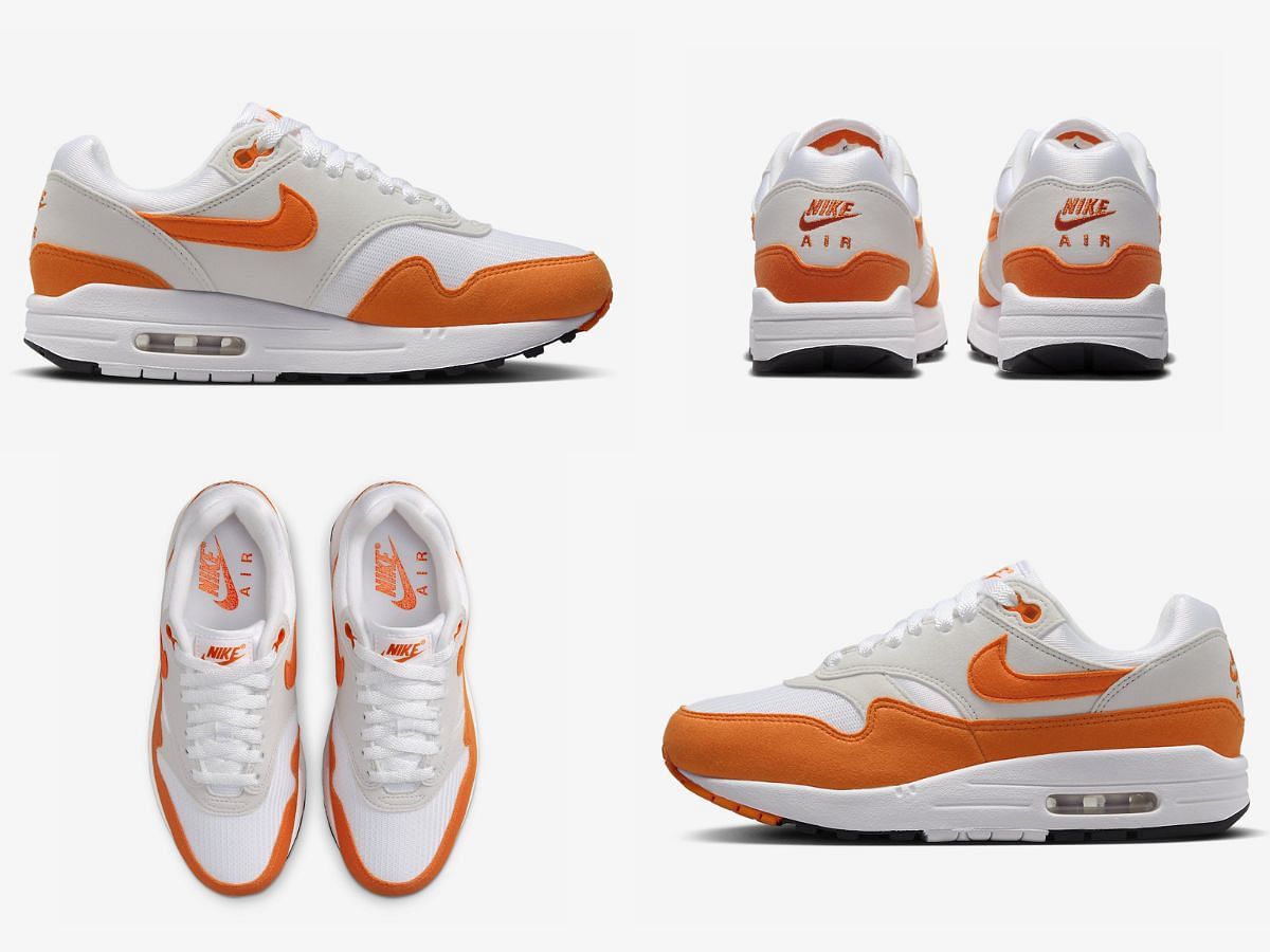 Nike Air Max 1 sneakers in gray and safety orange