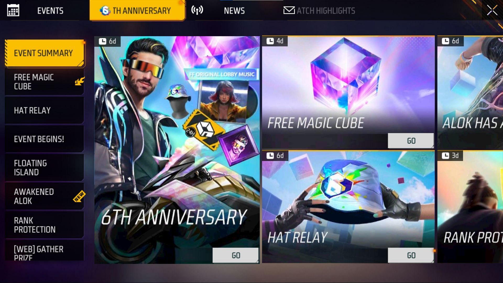 Navigate to the Free Magic Cube event in Free Fire MAX (Image via Garena)