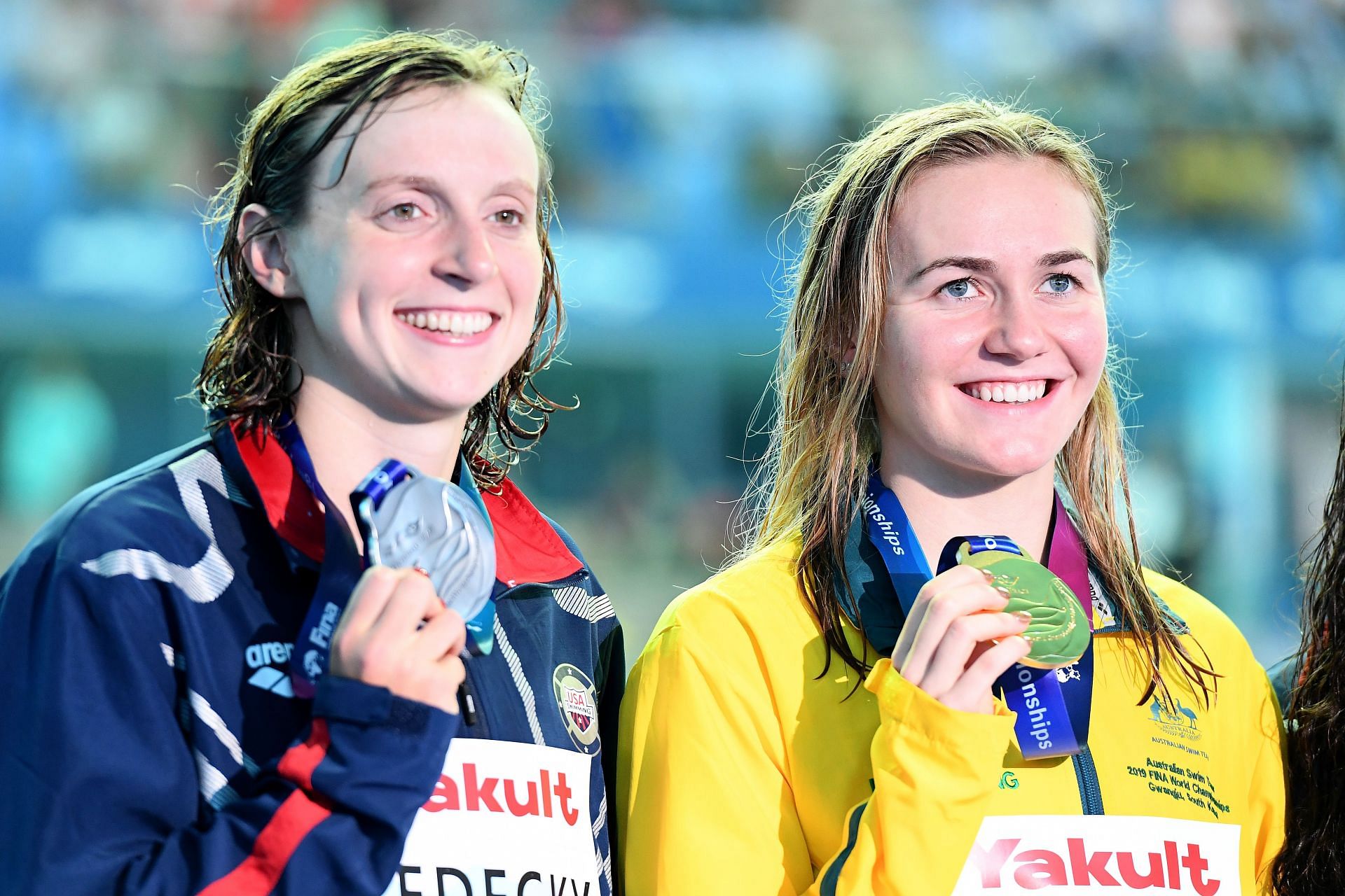 Ariarne Titmus and Katie Ledecky at Gwangju 2019 FINA World Championships: Swimming - Day 1