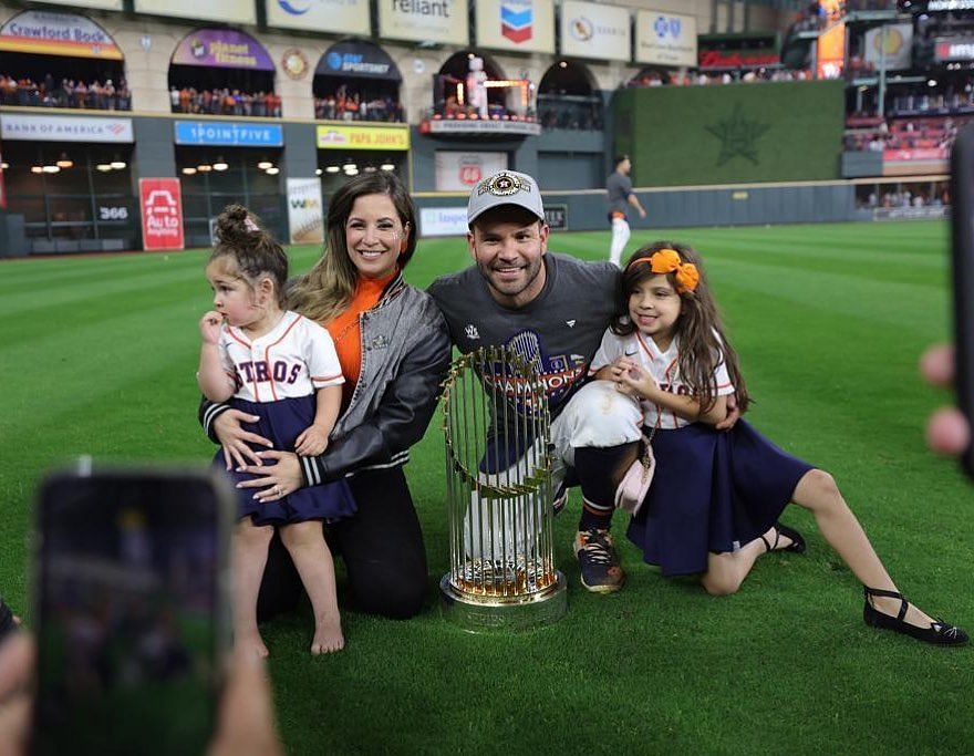 Jose Altuve with his wife and kids