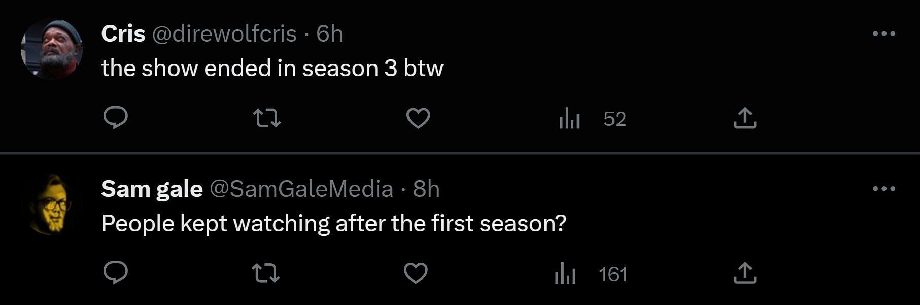 A tweet reply to DF&#039;s post about season 8 renewal (Image via Twitter)