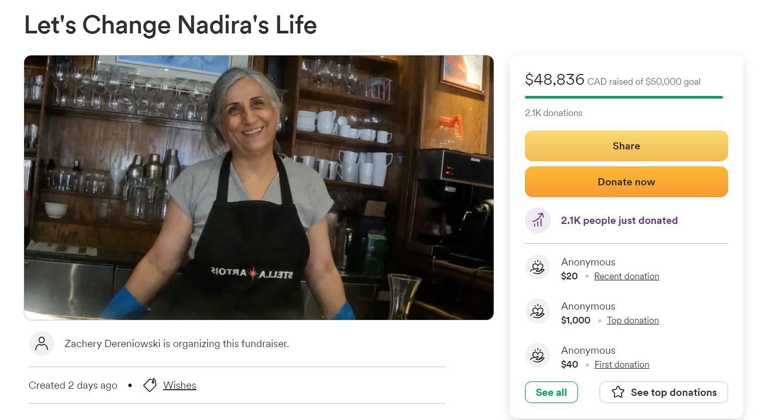 The GoFundMe page