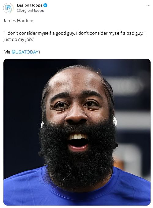 Harden states that he's just doing his job as an NBA player