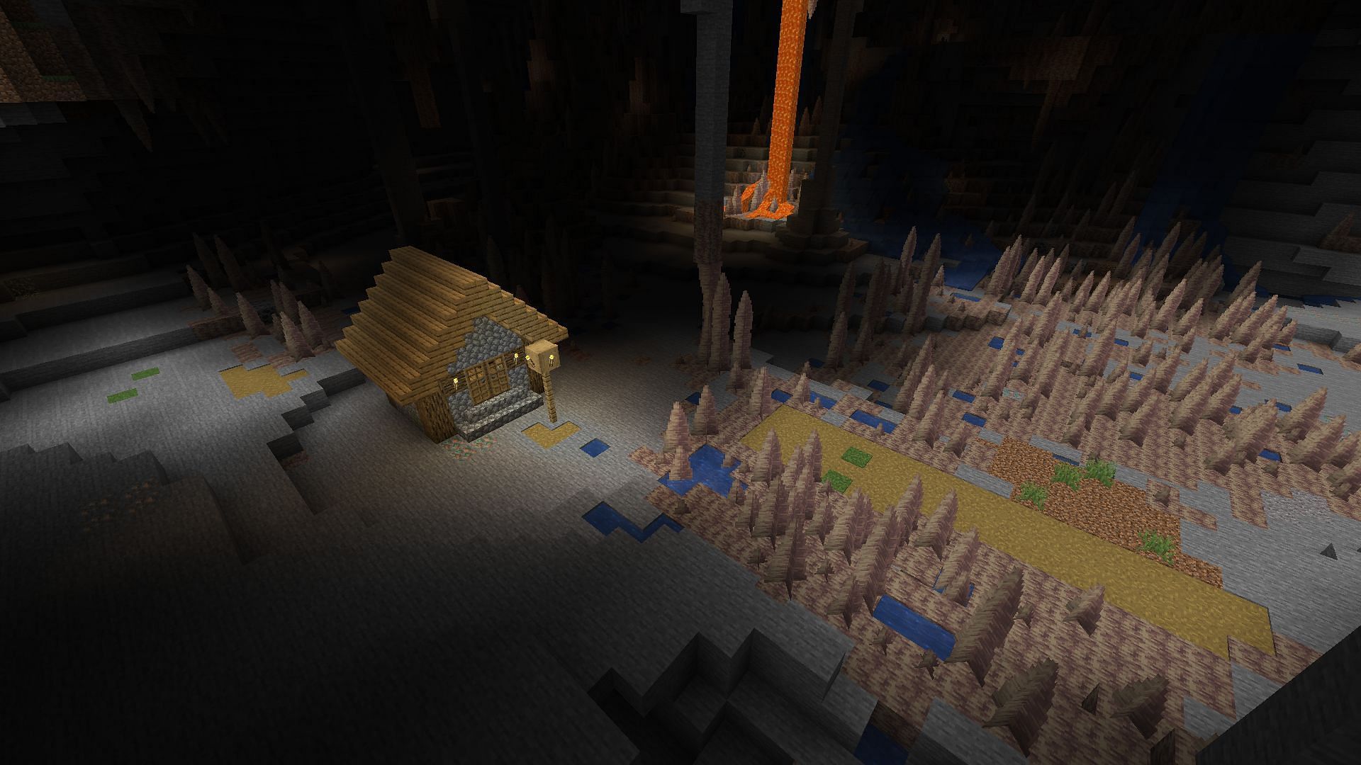 Minecraft villagers certainly pick some odd places to live at times (Image via Mojang)
