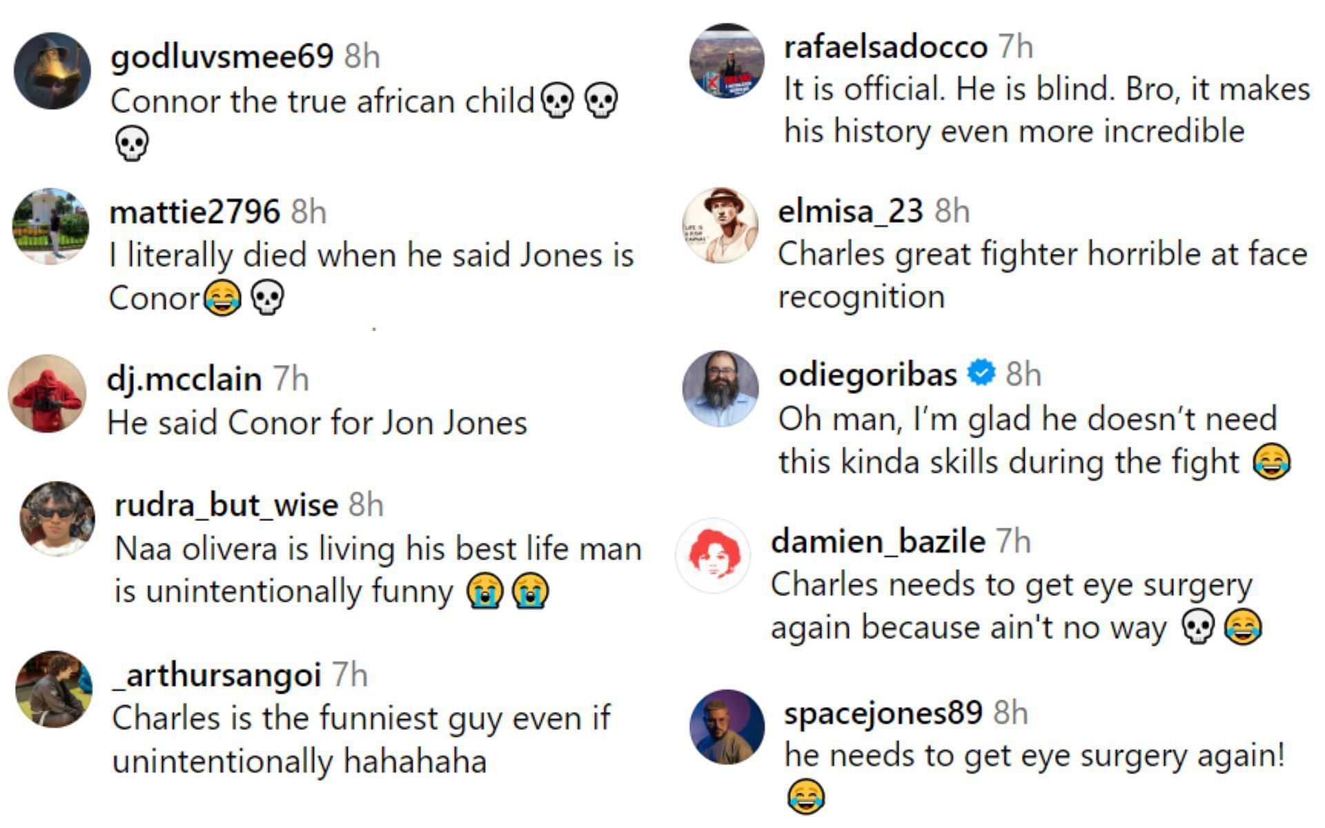 Screenshots of fan reactions to Oliveira&#039;s comments