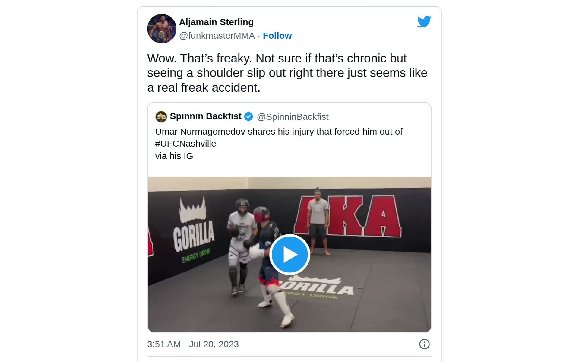 Aljamain Sterling on Umar Nurmagomedov&#039;s injury