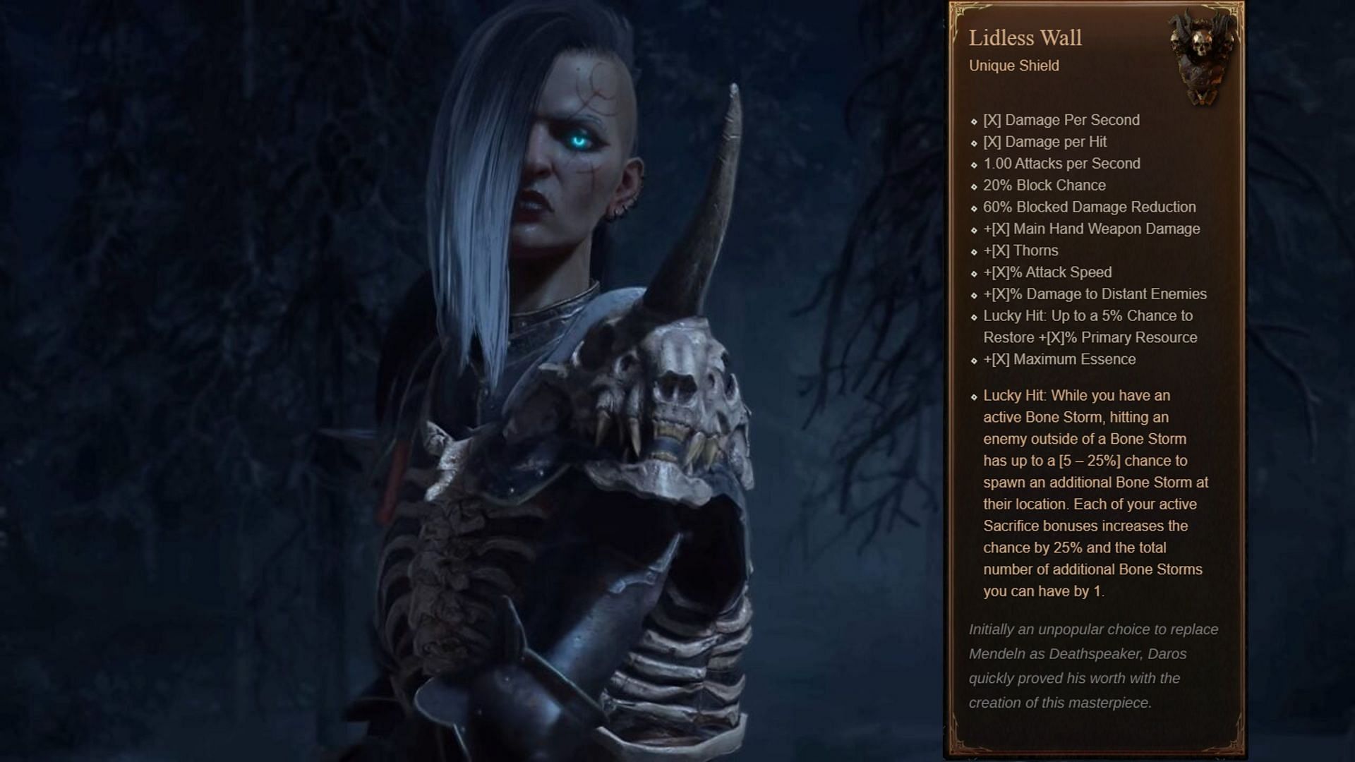 Lidless Wall is a new Unique item for Necromancer (Image via Blizzard Entertainment)