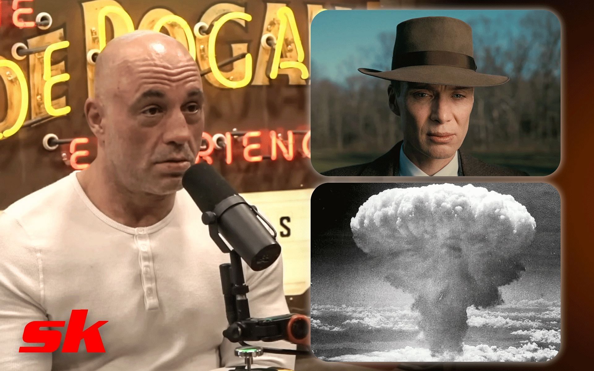 Joe Rogan nuke conspiracy theory [Images via: @WW2Facts and @CinemaTweets1 on Twitter, JRE Daily Clips | YouTube]