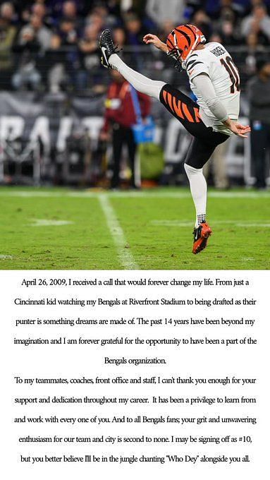 Punter Huber says goodbye to Bengals and retires from the NFL