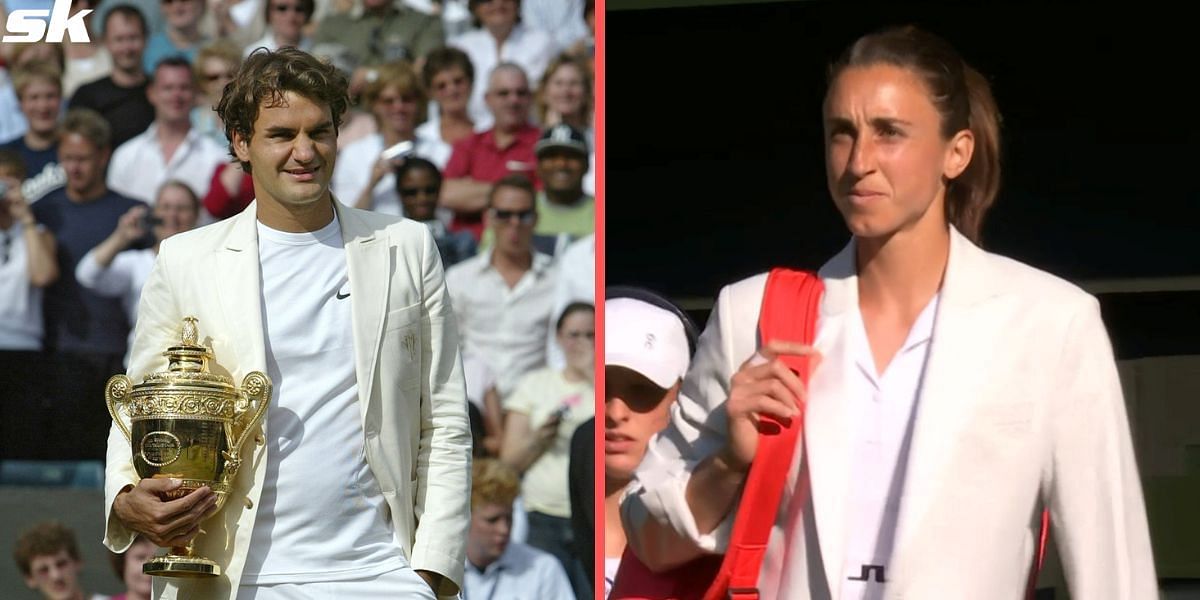 Roger Federer (L) and Petra Martic (R)