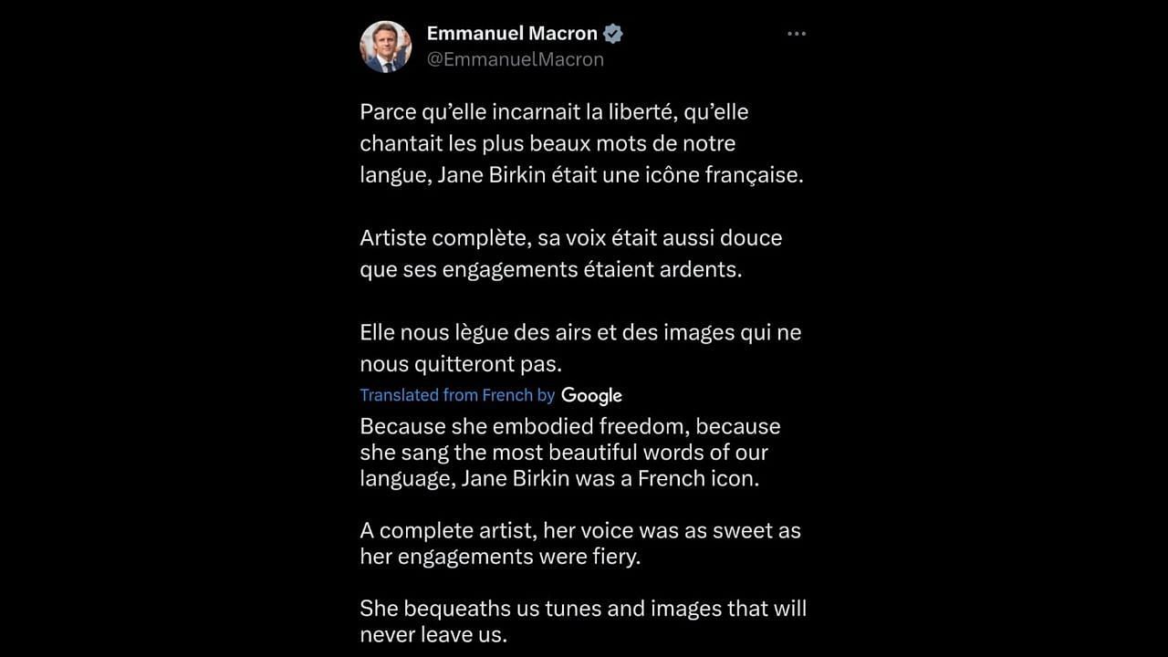 President Emmanuel Macron&#039;s tweet (Image via Twitter)