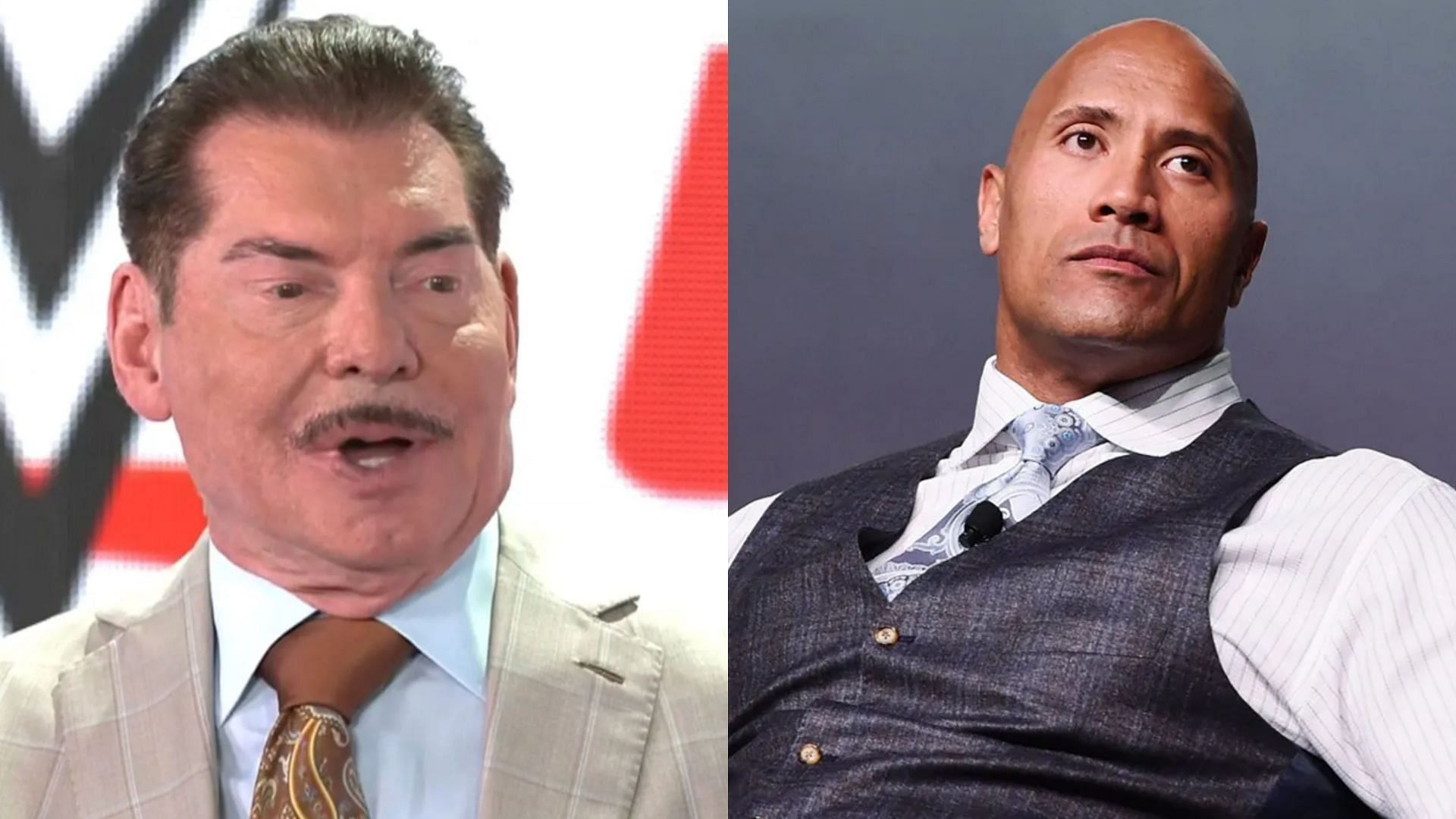 WWE Executive Chairman Vince McMahon (left) and The Rock (right)