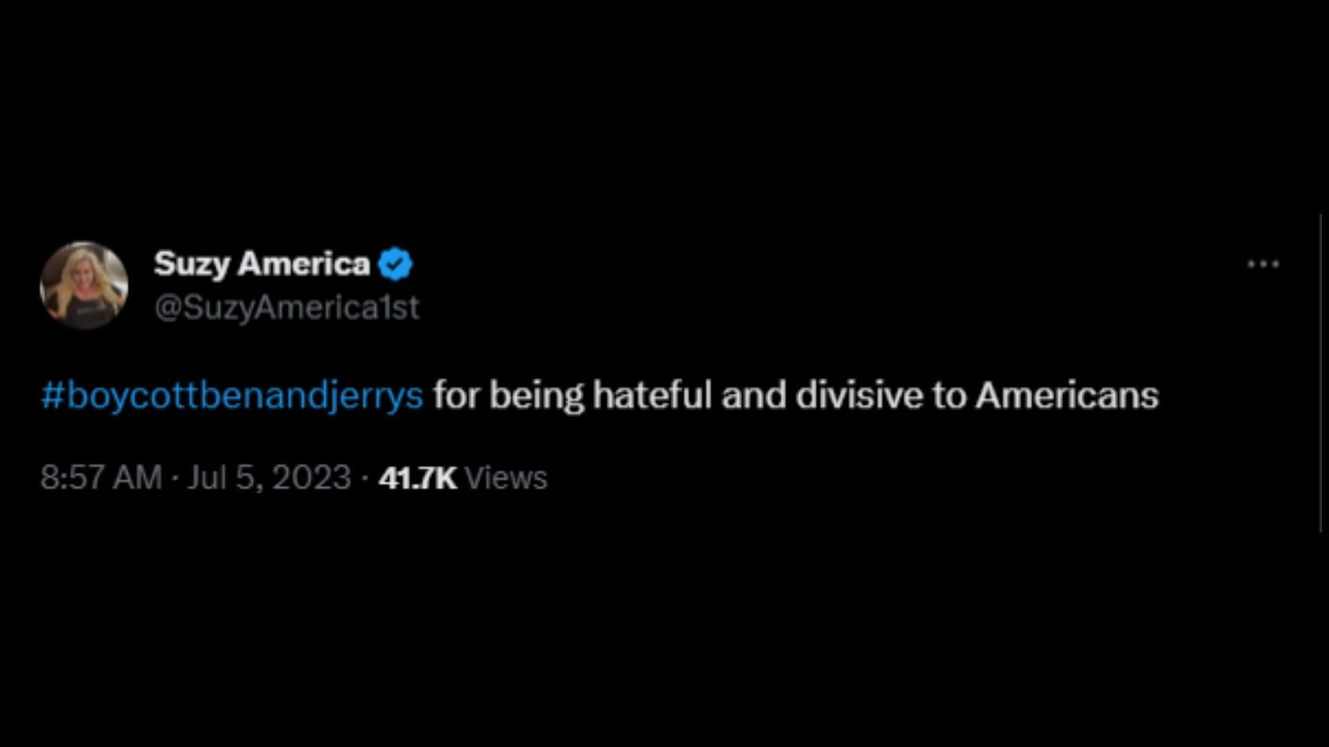 Screenshot of a Twitter user remarking on the ice cream company&#039;s controversial Fourth of July post. (Photo via @benandjerrys/Twitter)