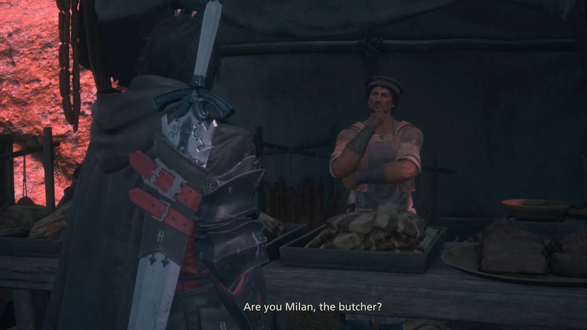 Find Milan the Butcher and talk to him (Image via Square Enix)