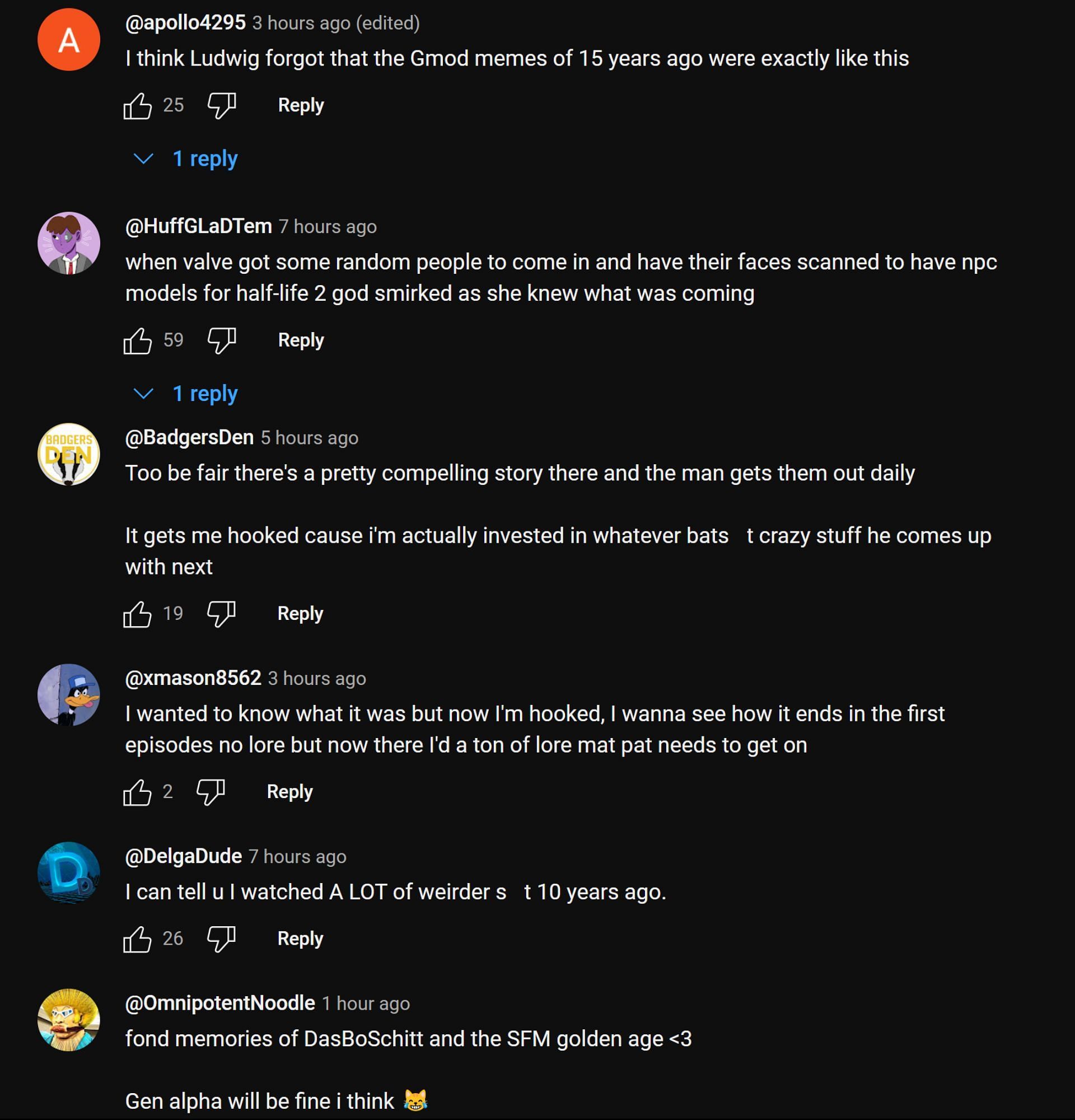 YouTube community discussing the streamer&#039;s take on the viral meme (Image via Ludwin Clips/YouTube)