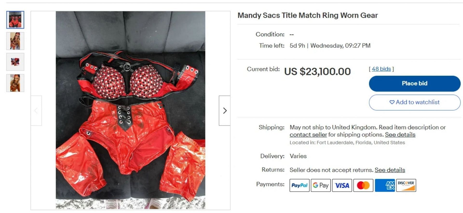 The former NXT Women&#039;s Champion&#039;s ring gear has received many high bids.