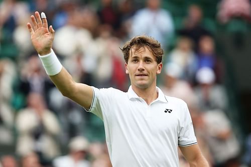 Casper Ruud in action at Wimbledon