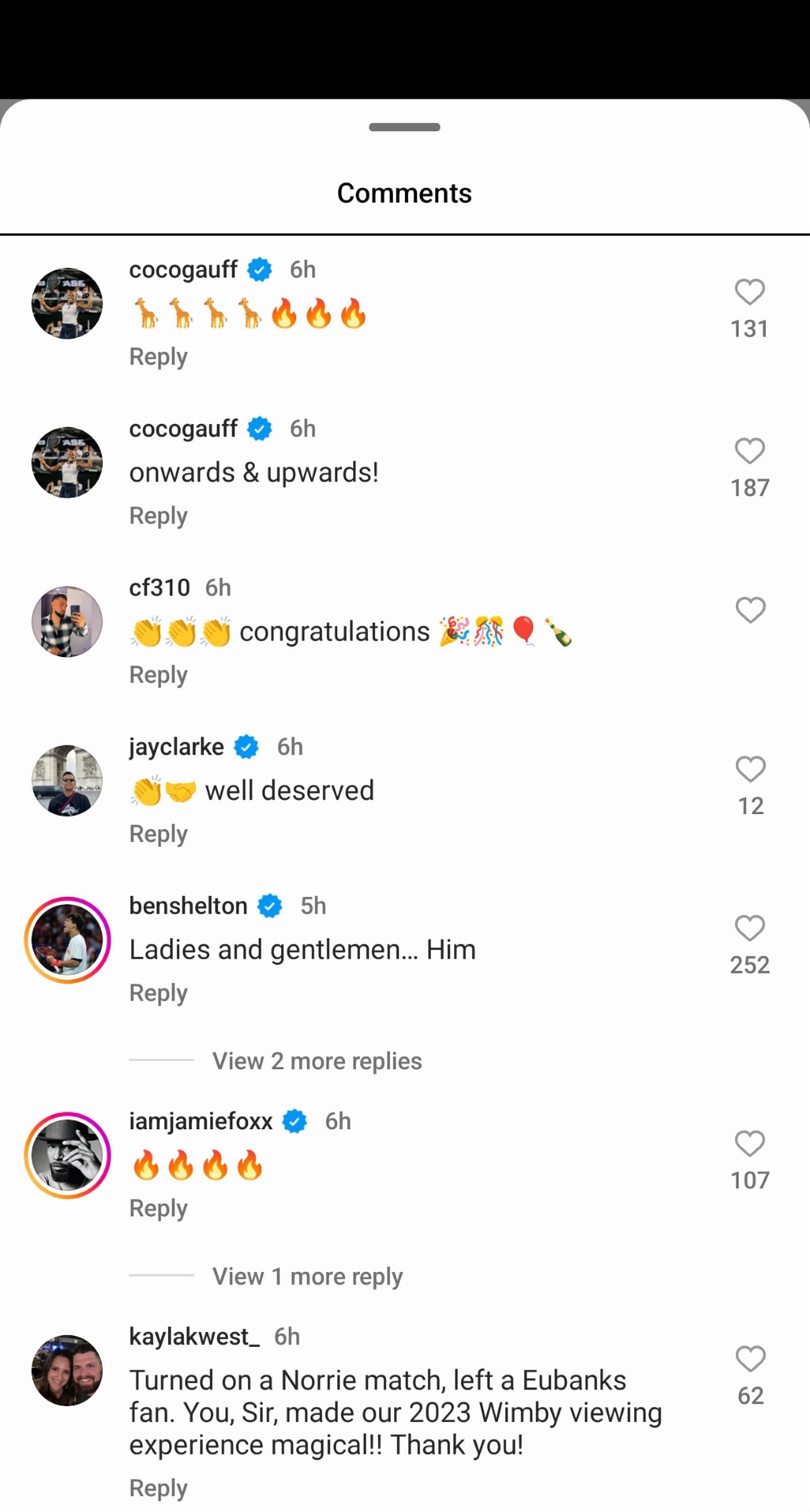 Screen grab of players&#039; reactions toChristopher Eubanks&#039; post