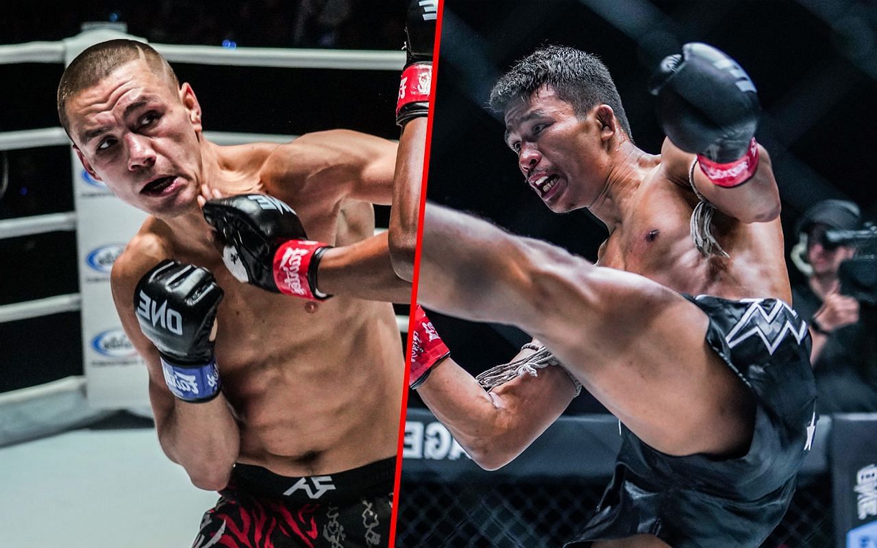 Tagir Khalilov (L) / Superlek Kiatmoo9 (R) -- Photo by ONE Championship