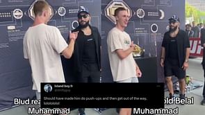 "Should have made him do push-ups" - Fan asks Belal Muhammad to step aside to get photo with title, MMA Twitter reacts