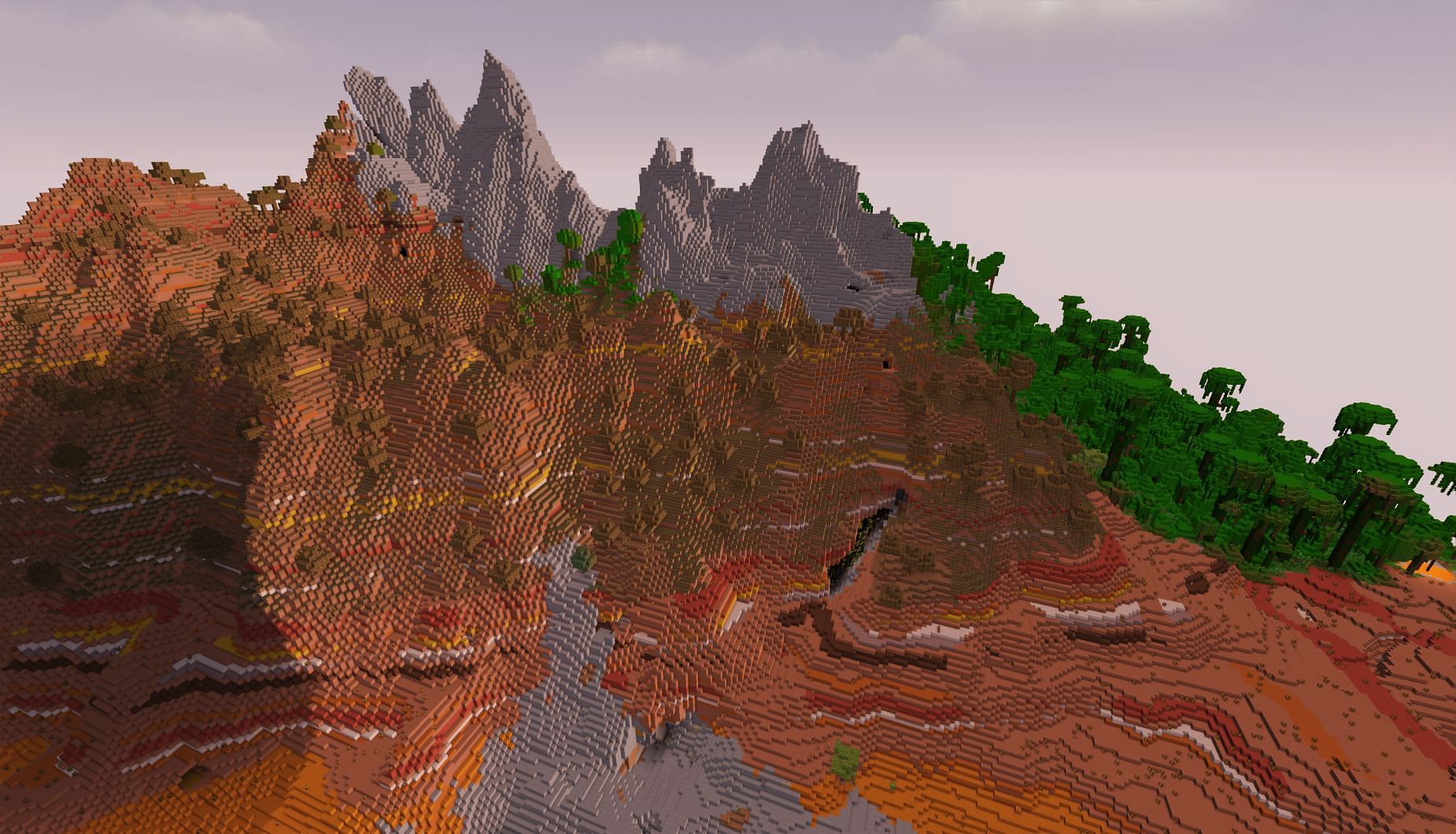 Build four biome bases with this seed (Image via Mojang)