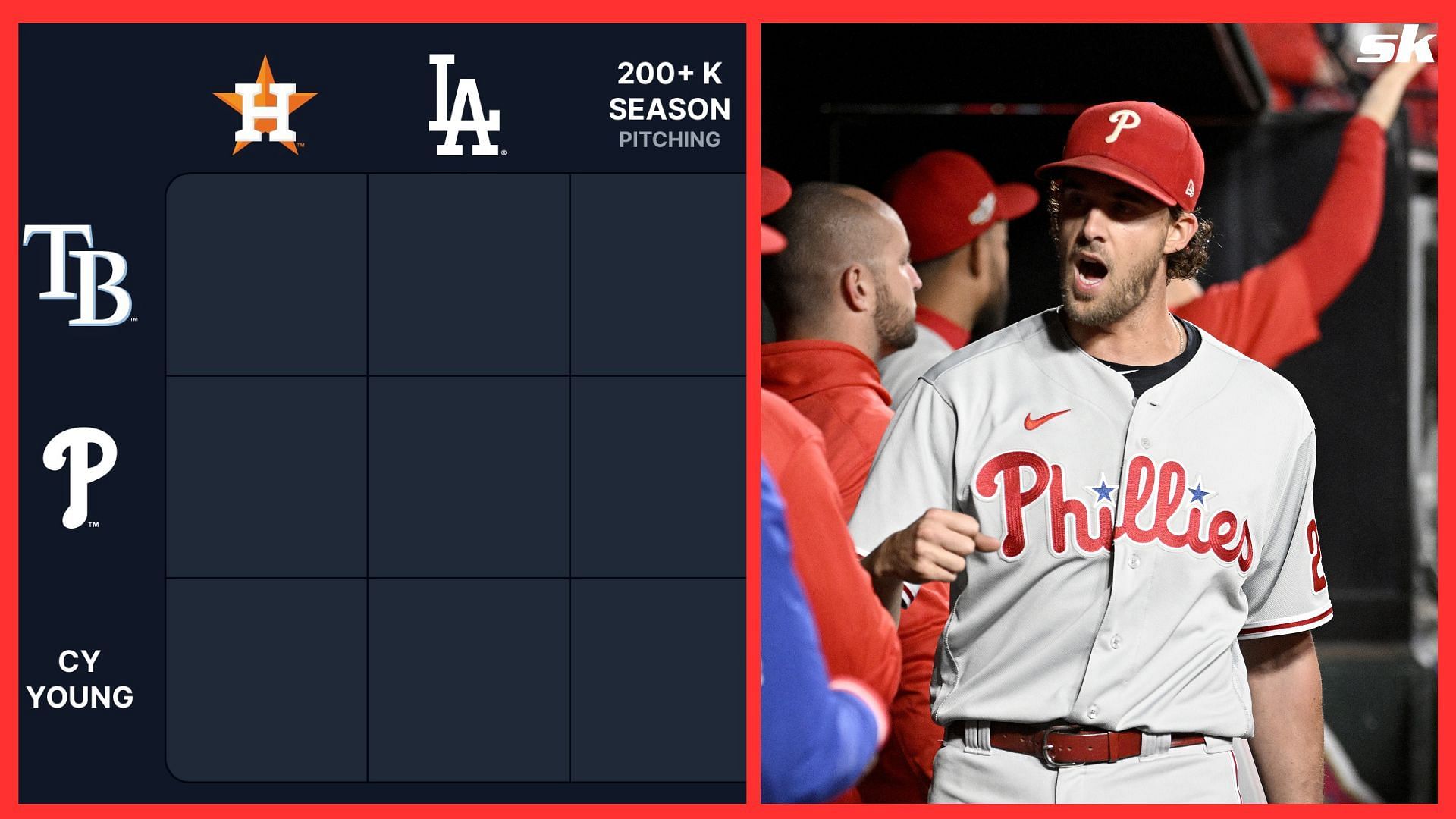 Aaron Nola of the Philadelphia Phillies reacts in the dugout against the St. Louis Cardinals in 2022