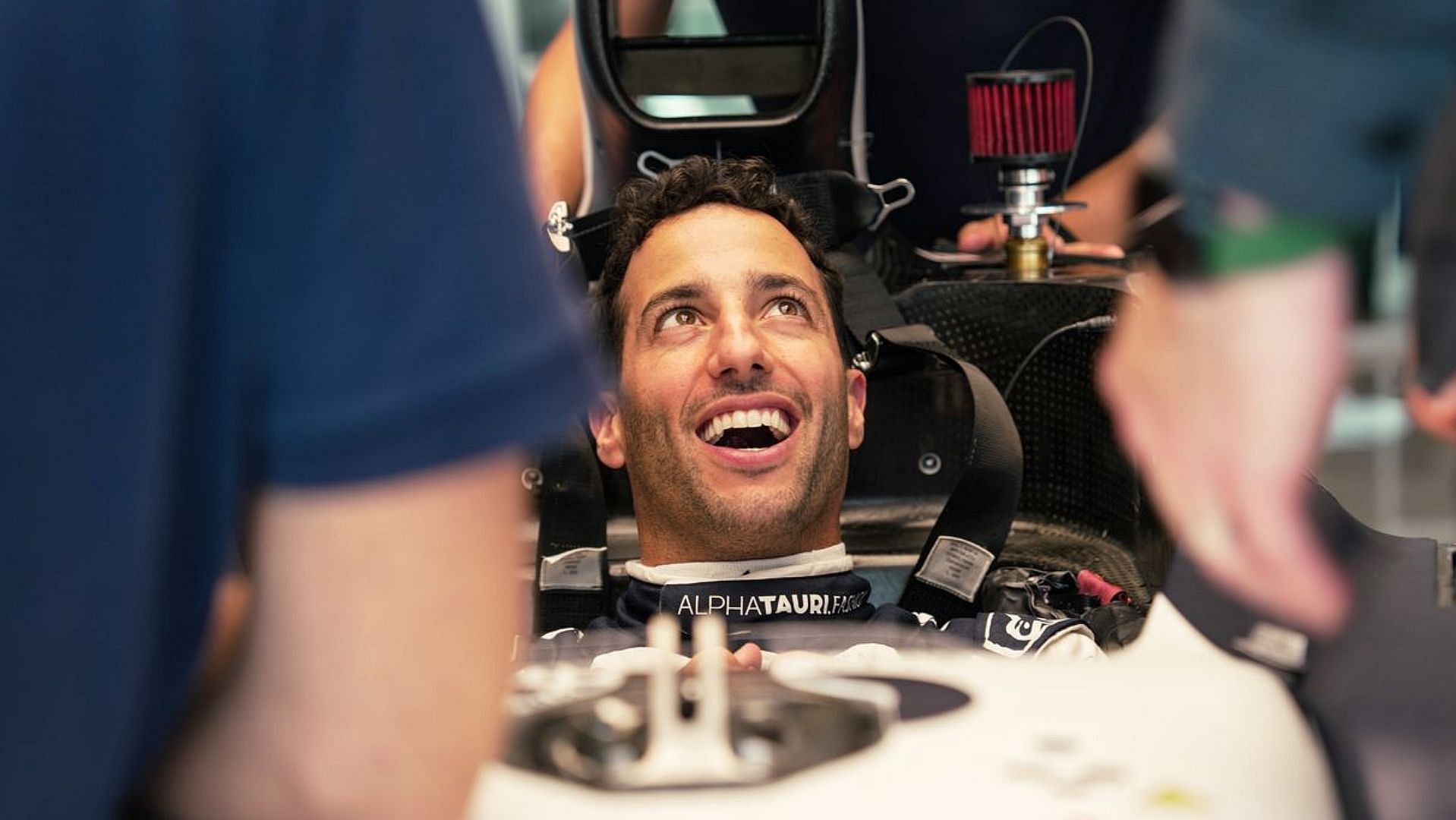 Daniel Ricciardo at AlphaTauri factory for a seat fit (Image via Scuderia AlphaTauri content pool)