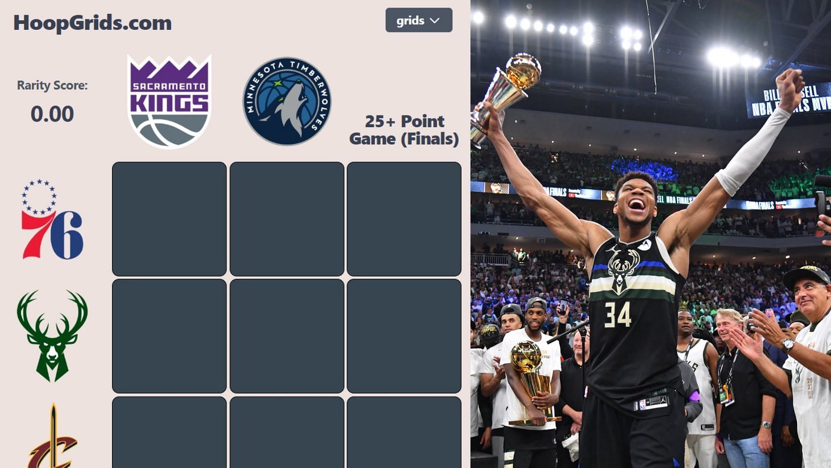 Which Bucks and Cavs stars have scored more than 25 points in the Finals? NBA HoopGrids answers for July 27