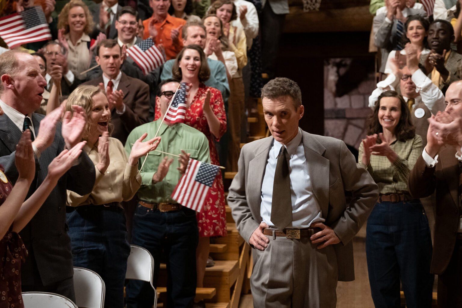 Oops! The 50-Star flag out of place in Nolan&#039;s world (Image via Universal Pictures)