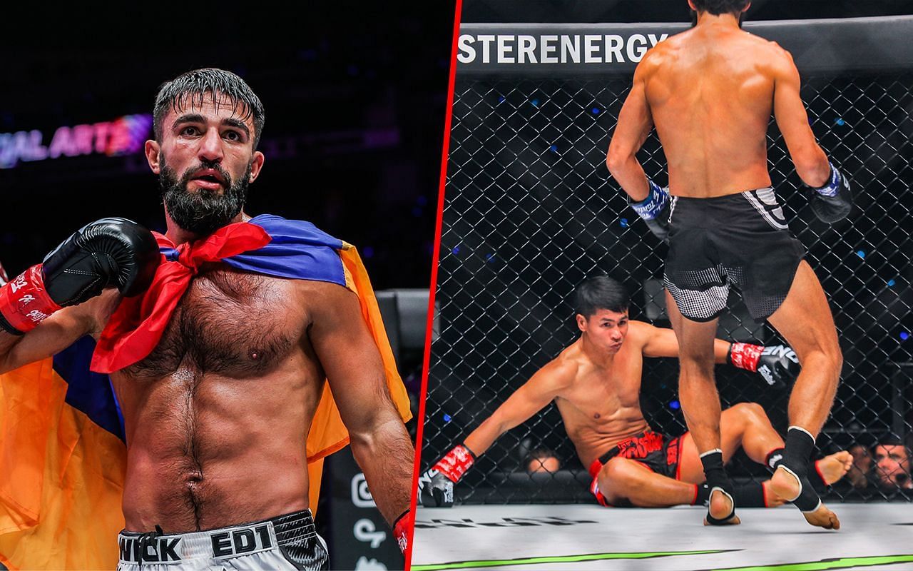 Marat Grigorian (L) was no longer surprised when Chingiz Allazov knocked out Superbon (R). &ndash; Photo by ONE Championship