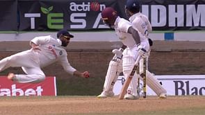 [Watch] Ajinkya Rahane takes a one-handed stunner diving to his left to dismiss Jermaine Blackwood during 2nd India vs WI Test