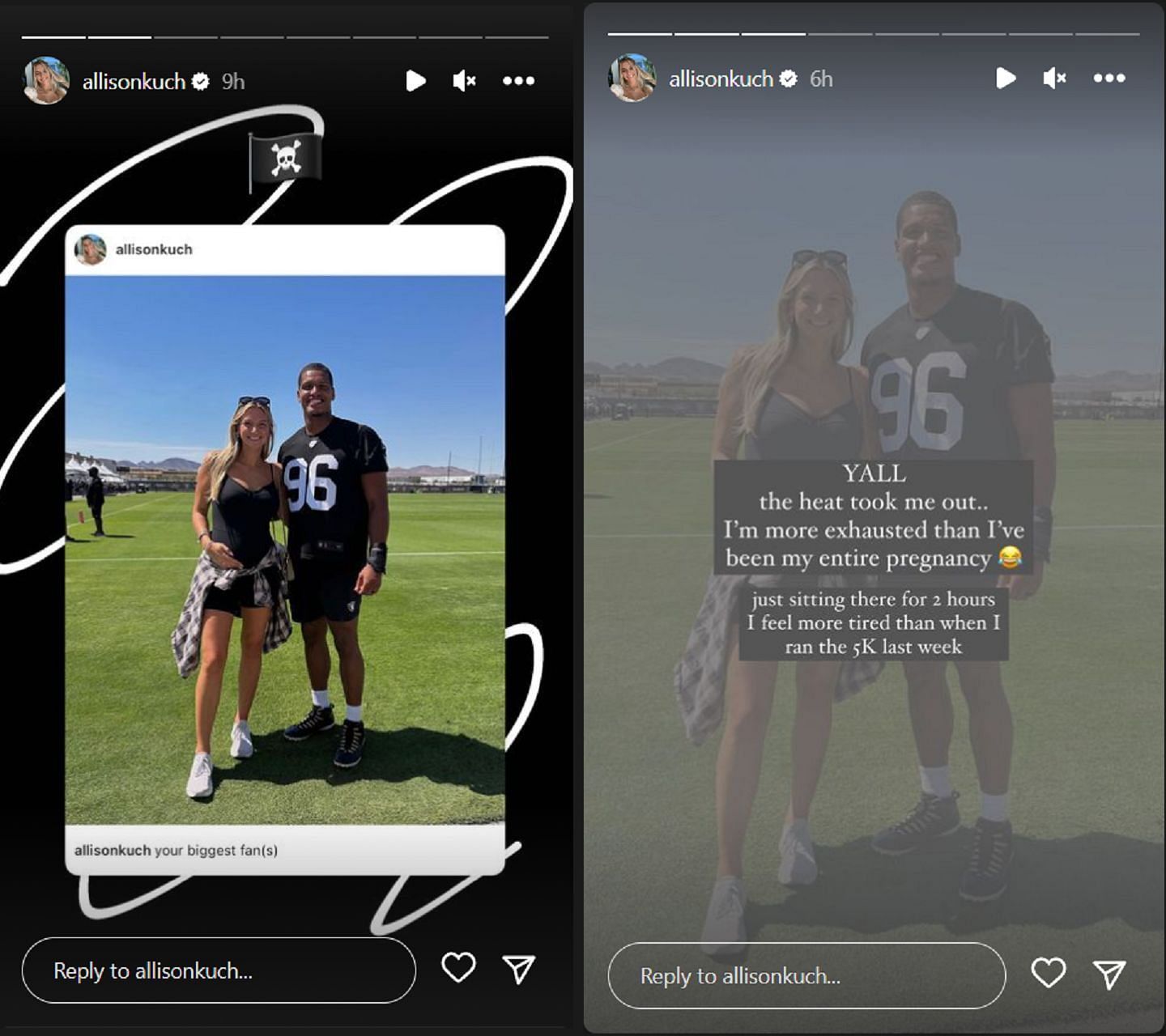 Allison Kuch and Isaac Rochell touch down in Las Vegas while prepping for a  baby on the way after DE's Raiders move