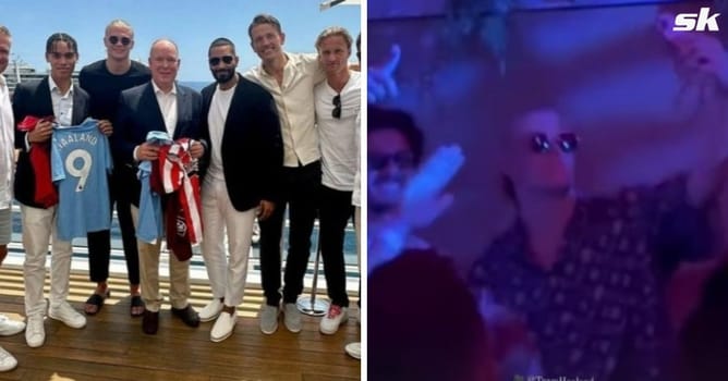 Erling Haaland spotted partying inside luxury nightclub in Monaco after lunch with Prince Albert as he celebrates time away from football