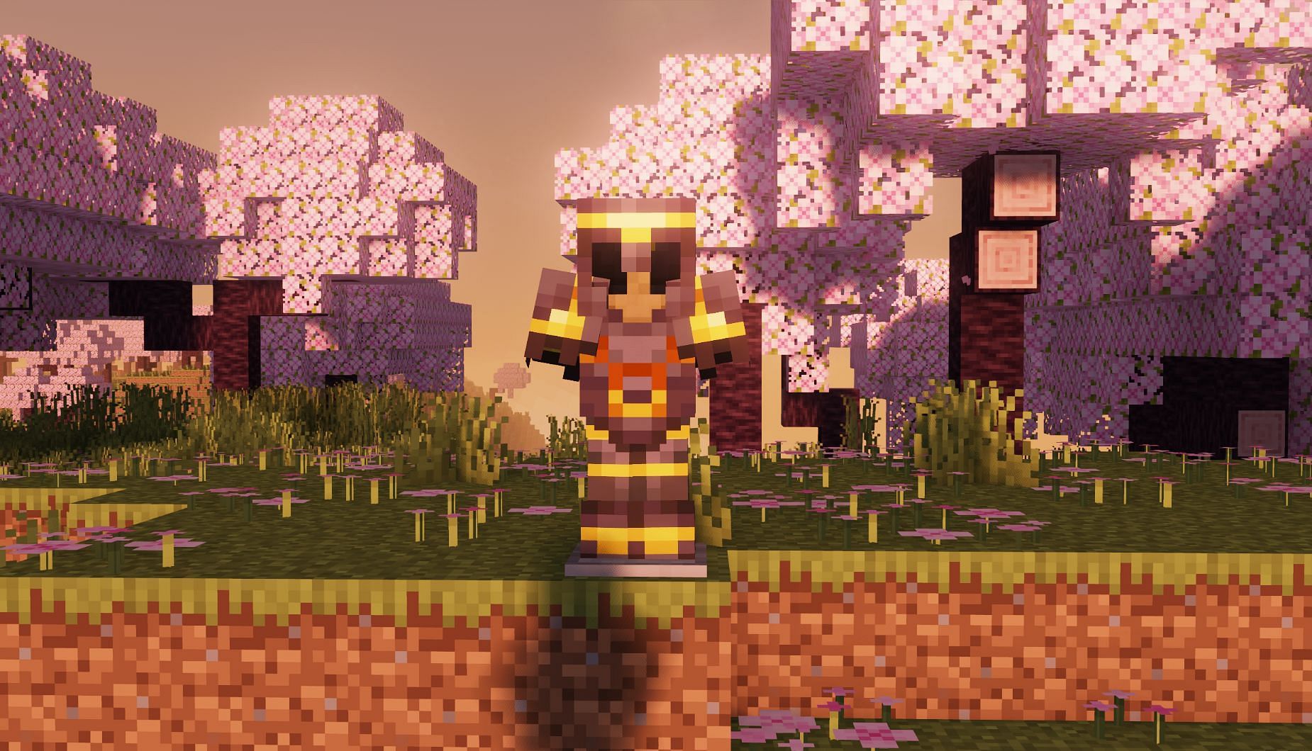 Ward armor trim with yellow color (Image via Mojang)