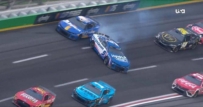 Erik Jones discusses his contact with Kyle Larson at the Atlanta Motor Speedway
