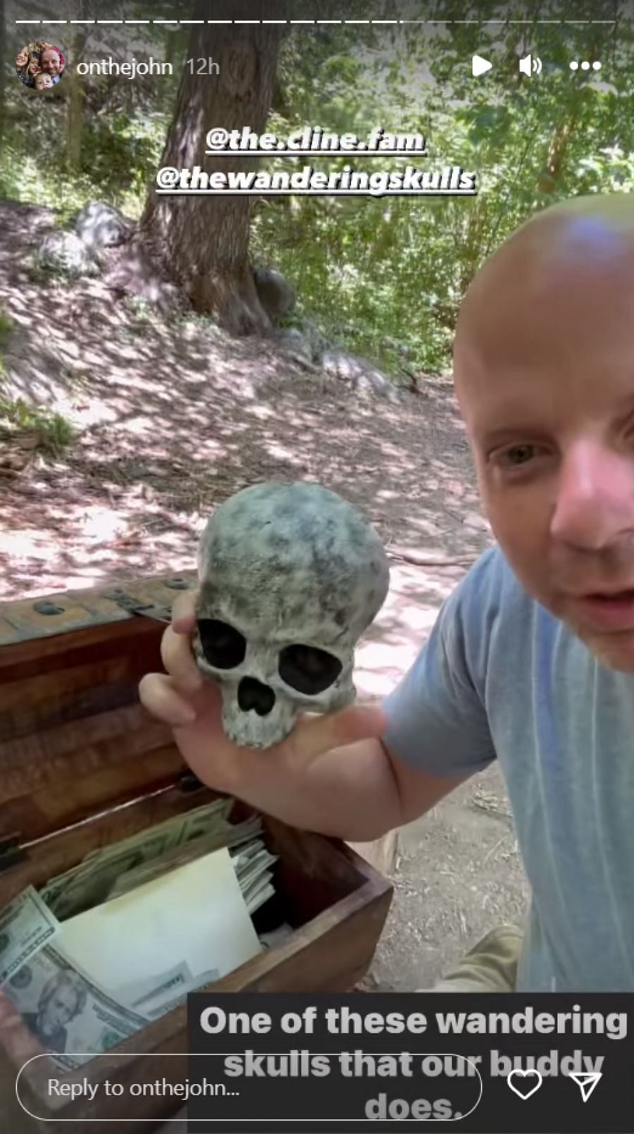 John Maxim with the skull (Image via Instagram/@onthejohn)