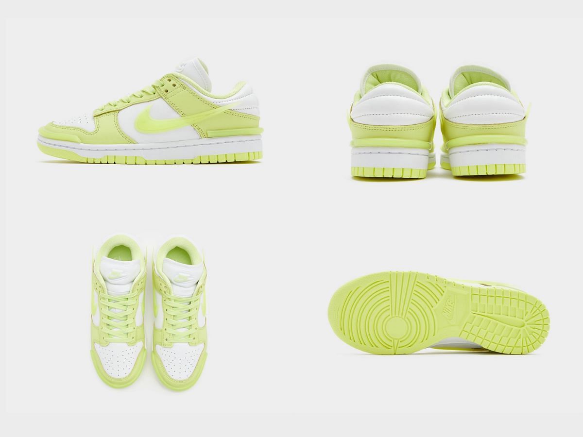 The upcoming Nike Dunk Low Twist &quot;Lemon Twist&quot; sneakers come clad in a two-toned makeover exclusively in women&#039;s sizes (Image via Sportskeeda)