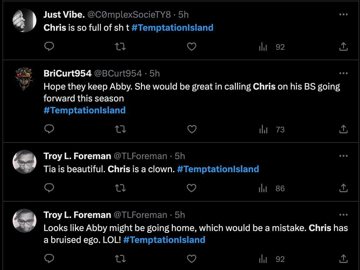 Fans react to Temptation Island season 5 episode 4 (Image via Twitter/#temptationisland)