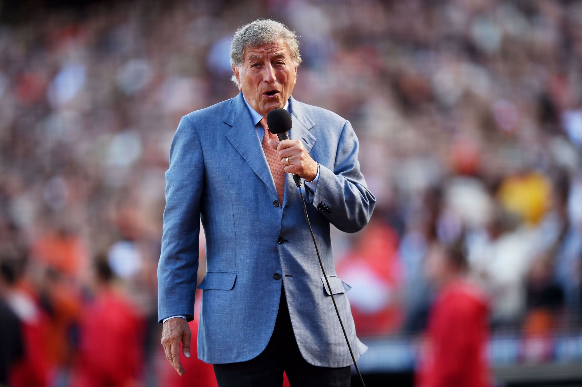 Tony Bennett at a San Francisco Giants playoff game.