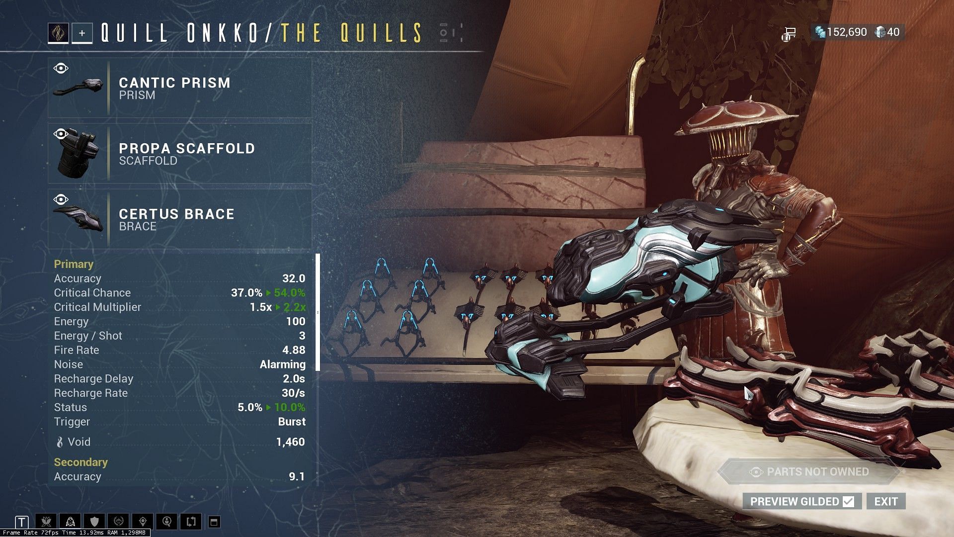 Certus Brace is crucial for this combination (Image via Warframe)