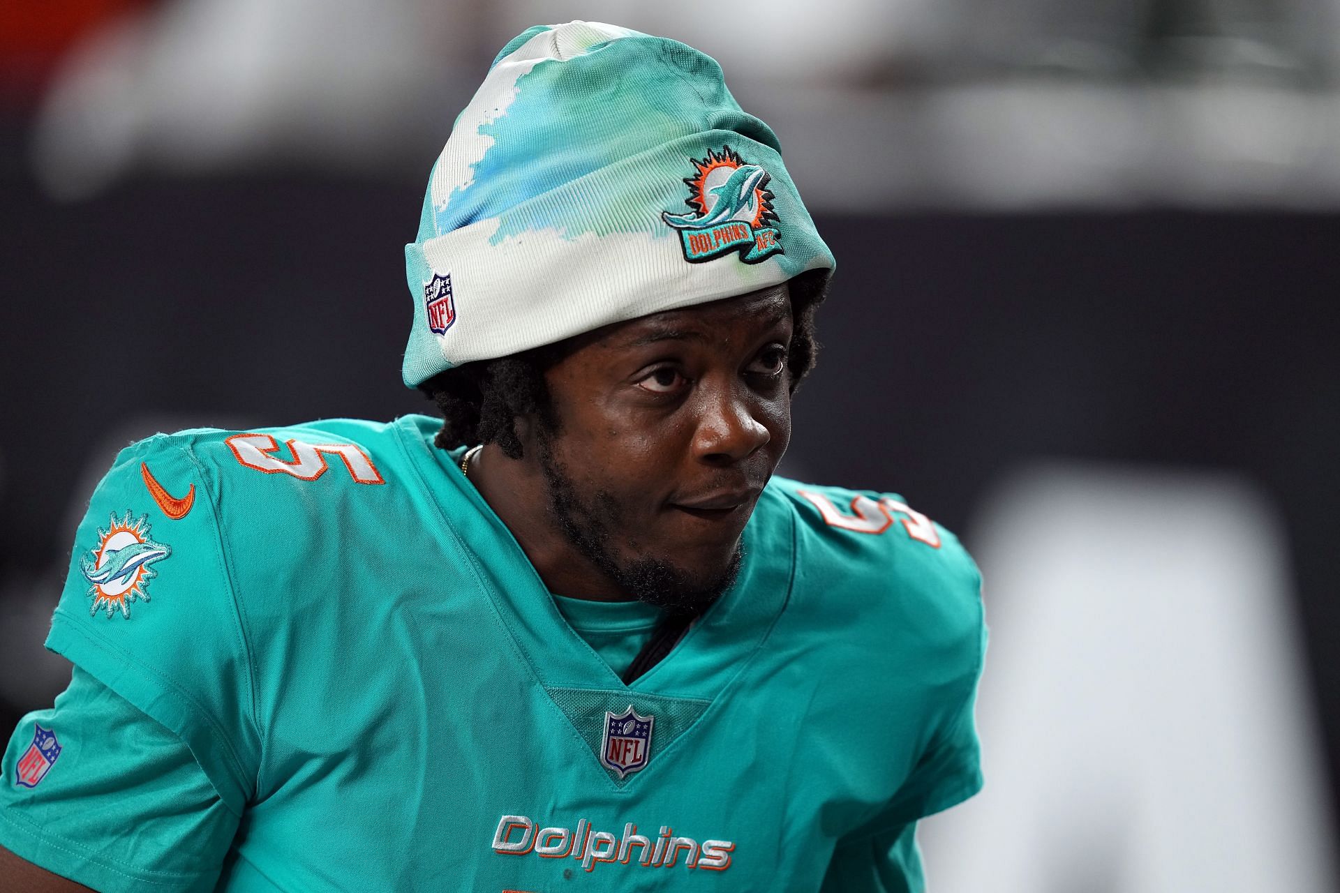 Quarterback Teddy Bridgewater, #5 of the Miami Dolphins, walks off the field after the Cincinnati Bengals defeated the Miami Dolphins to win the game at Paycor Stadium on September 29, 2022, in Cincinnati, Ohio.