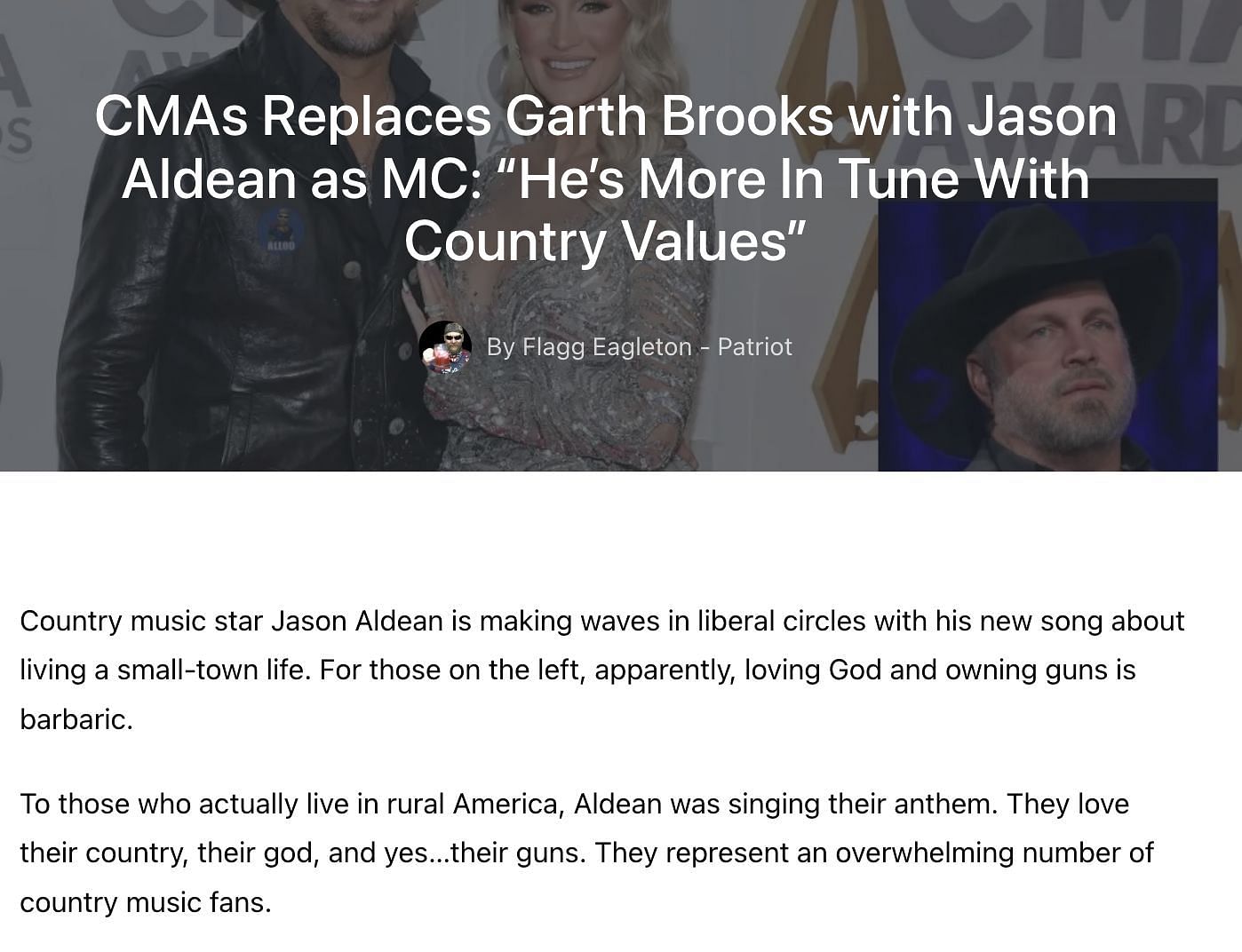 Fake news of Aldean replacing Brooks is being spread on social media. (Image via Dunning- Kruger Times)