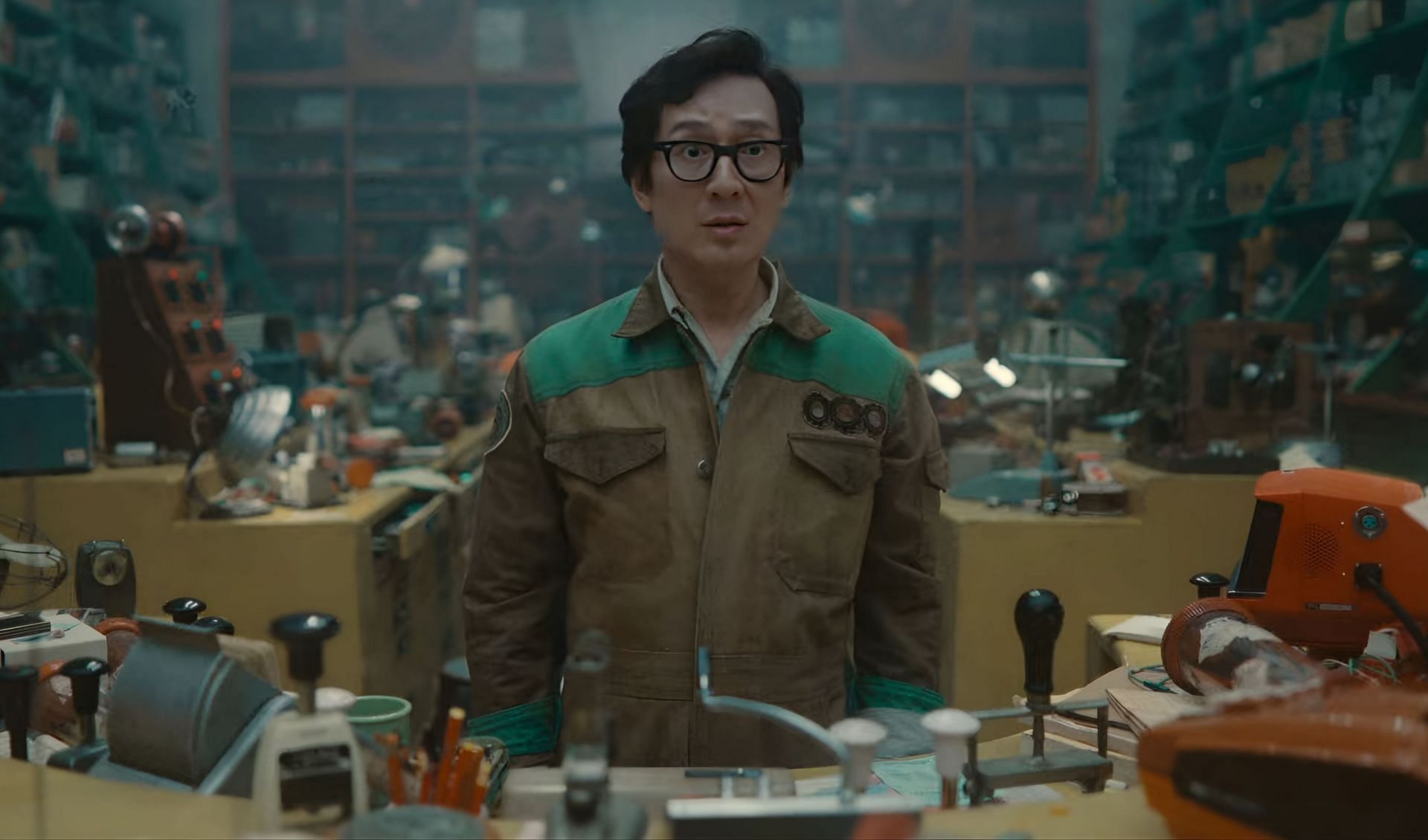 In the trailer, we catch a glimpse of Quan,s character donning a mechanic-style jumpsuit. (Image via Marvel)