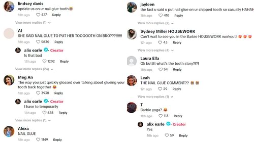 These were fans' comments under Alix Earle's TikTok video.