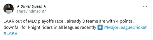 The downfall for Knight Riders in all leagues recently.
