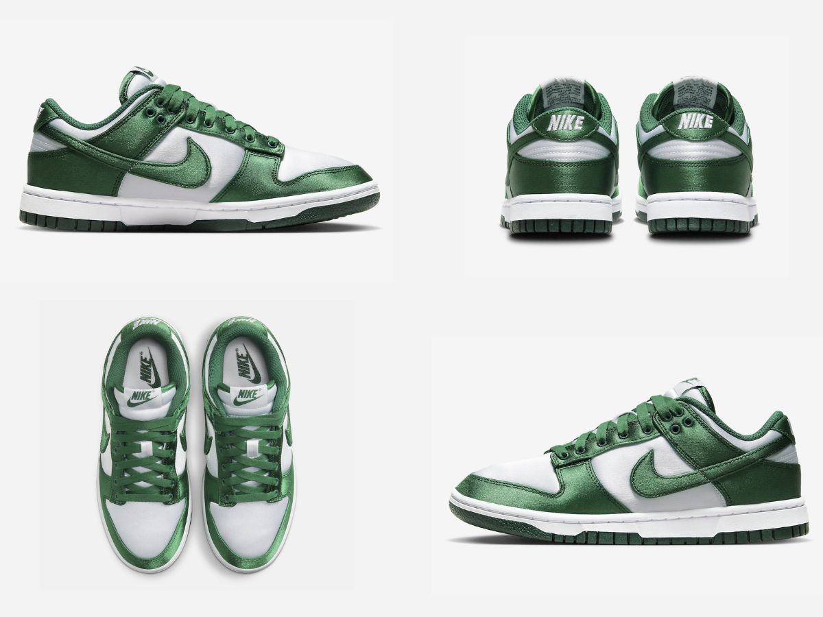 This Satin-Covered Nike Dunk Low Comes In White Team Green - Sneaker News