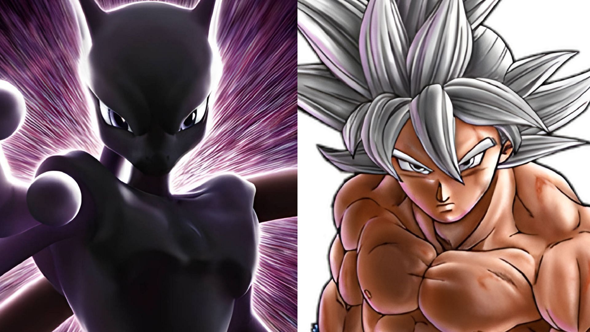 Its brains vs brawn in a battle between the Legendary Pokemon Mewtwo and Goku, the hero of Dragon Ball (Image via The Pokemon Company/Shueisha)