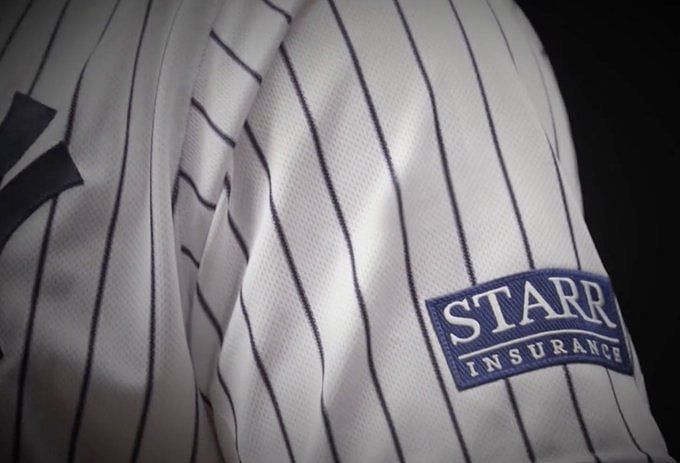 Damaged Yankees logo on the team store at the original Yan…
