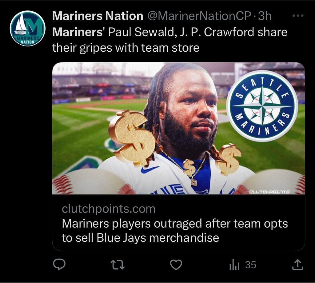 Mariners players criticize team for selling Blue Jays gear in