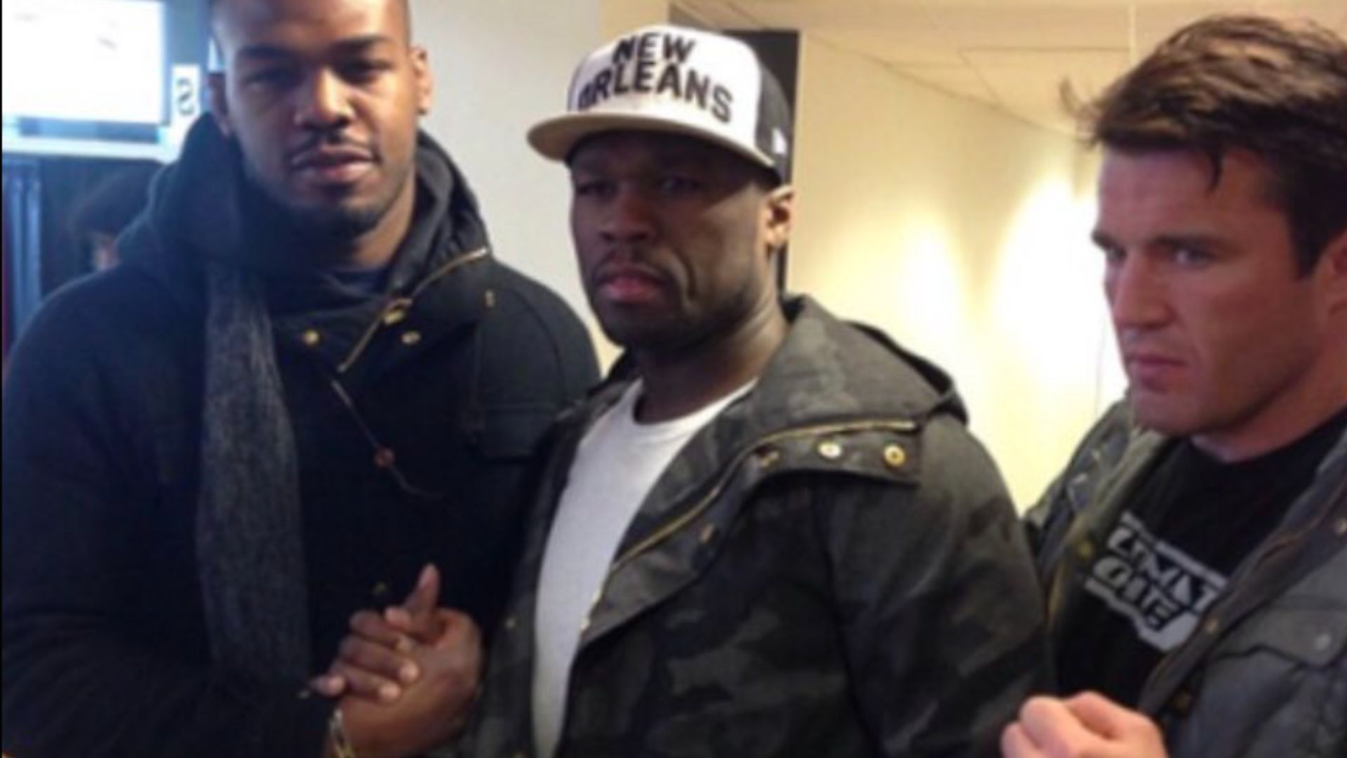 Chael Sonnen, 50 Cent and Jon Jones [Image courtesy of @50cent on Twitter]